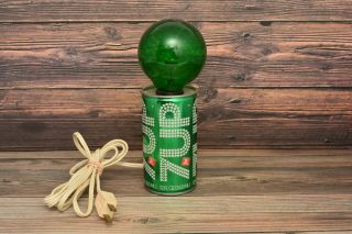 Vintage Fleco 1970s 7up Soda Can Lamp With Green Light Flicker