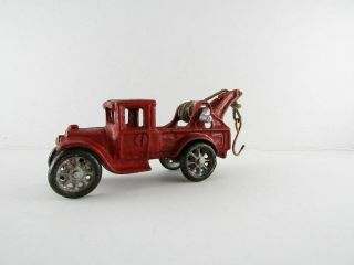 Cast Iron Red Toy Tow Truck Antique