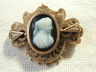 Antique Victorian Gold Filled Cameo Pin Brooch