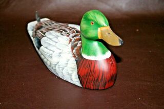 Vintage Hand Carved & Painted 10 " Solid Wood Male Mallard Decorative Duck Decoy
