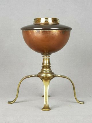 Was Benson Arts & Crafts Copper And Brass Kerosene Duplex Oil Lamp Art Nouveau