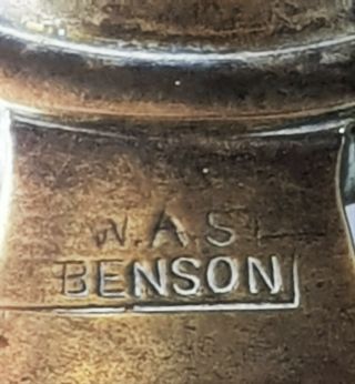 WAS Benson Arts & Crafts Copper and Brass Kerosene Duplex Oil Lamp Art Nouveau 3