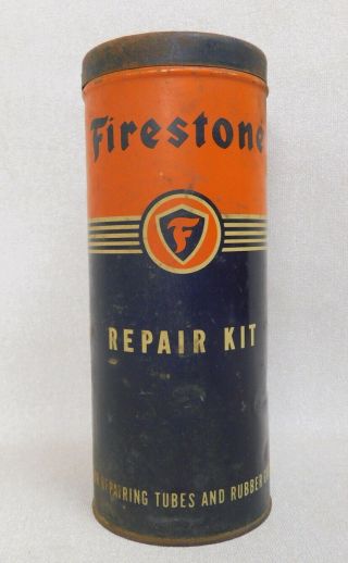 Vintage 1940s Firestone Tire Tube Repair Kit Can No 20 Advertising