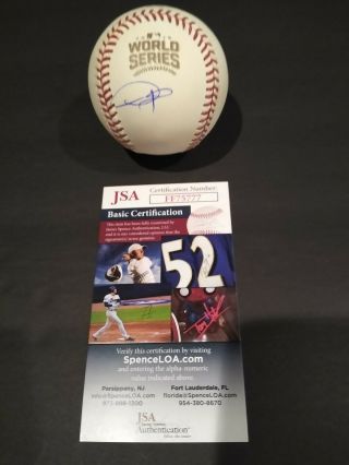 Dexter Fowler 2016 World Series Signed Baseball Chicago Cubs Autograph Jsa