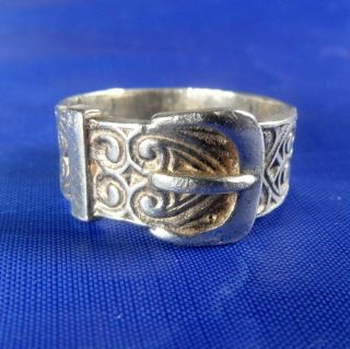 Stunning Vintage 1940s Silver Buckle Ring Size S