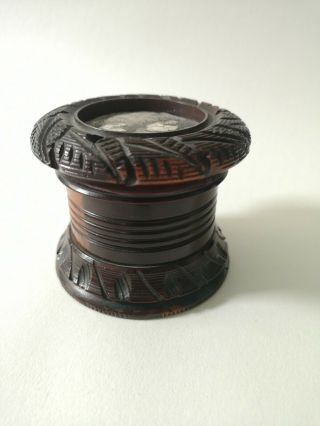 Antique Vintage Turned Carved Wooden Pot String Thread Holder