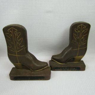 Vintage Pair Cowboy Boots Bookends 6 3/4 " Tall X 5 " Wide