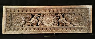 Antique Hand Carved Wood Door Lintel From India - Wm0121