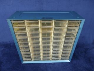 Vintage Blue Metal Akro - Mils 50 - Drawer Storage Cabinet Hardware Organizer Bin