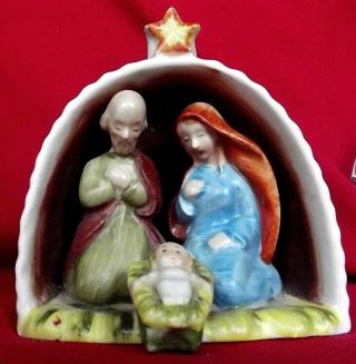 Vintage Lipper & Mann Manger Nativity Scene Christmas Porcelain Candle Holder