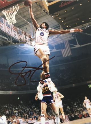 Julius Erving Dr.  J Signed 11x14 Photo Philadelphia 76ers All Star Champion K1