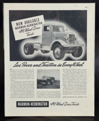 Vintage 1946 Marmon - Herrington All - Wheel - Drive Truck Tractor Ad
