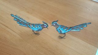 A Antique Chinese Silver Filigree And Blue Enamel Birds.