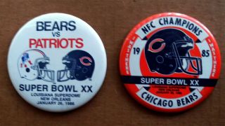 2 Different Chicago Bears 3 1/4 " Pinback Buttons.  1 85 