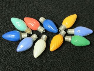 10 - Vintage Ge Flame Swirl C - 9 Christmas Lights Bulbs - & 1