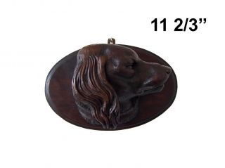 Black Forest Wall Panel - Plaque Dog Carved Wood 11 2/3