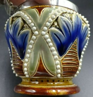 Antique Doulton Lambeth Mustard Pot - 1884 Signed Aw - 1834 Wm Iv Sterling Spoon