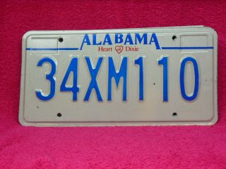 34 Xm 110 = Nos 1992 Base Geneva County Alabama License Plate Blue Letters