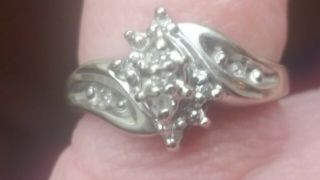 Vintage Diamond Ring 10k White Gold - Thl - Size 5.  5/ 6