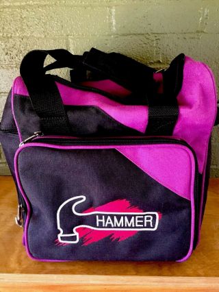 Vintage Hammer Bowling Bag 1980’s/ 1990’s Single Ball Bowling Bag Purple Black