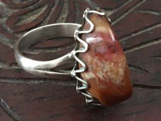 Vintage Navajo 925 Sterling Silver Petrified Wood Ring Size 6,  4g
