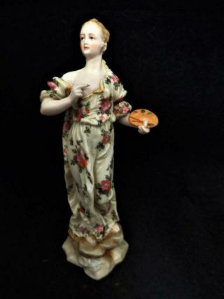 Antique Volkstedt Porcelain Germany Lady Artist Figurine 1900 