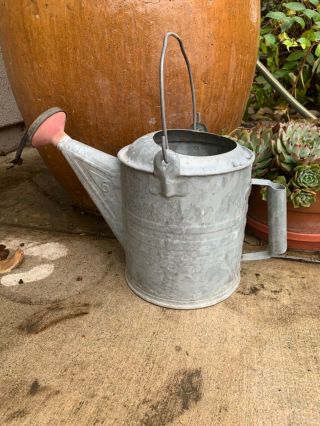 Vintage Watering Sprinkling Can W/ Spout Galvanized Metal