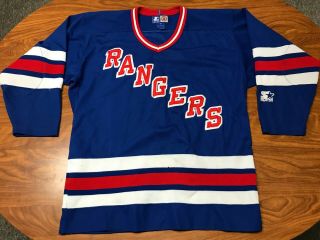 Mens Vintage Stater York Rangers Nhl Blue Sewn Hockey Jersey Size Medium