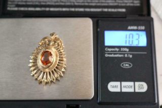 10.  2 Grams 14k Vintage Antique Gold Brooch Pendant Great Stone Old