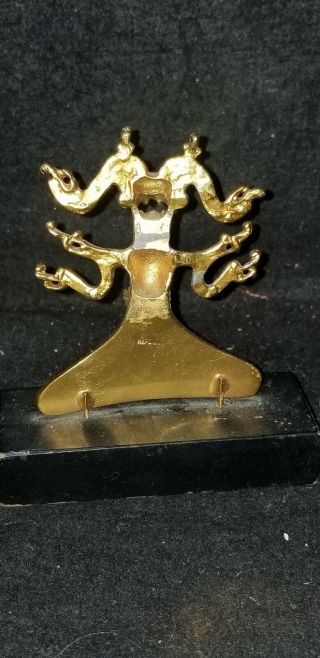 VINTAGE MAYAN AZTEC GOLD TONE STATUE FIGURE ON BASE ALVA MUSEUM REPLICAS 3