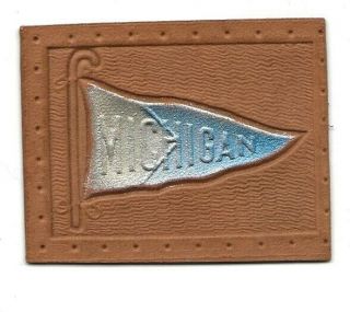 University Of Michigan Tobacco Leather L - 20 Seal Pennant C1908 Bi Color