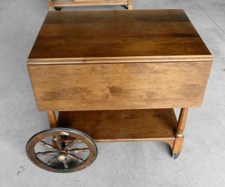 Vintage FURNITURE - Rolling Drop Leaf Bar Tea Cart Trolley - Wooden 2