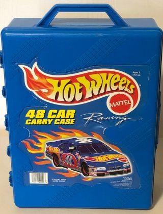 Vintage 1998 Mattel Hot Wheels 48 Car Carry Storage Hard Case 20020 Box In Blue