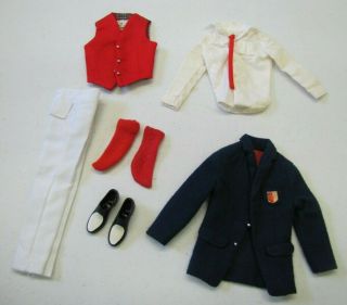 Vtg Ken Doll 1964 " Victory Dance " 1411 Complete Set Navy Blazer Red Vest Tie