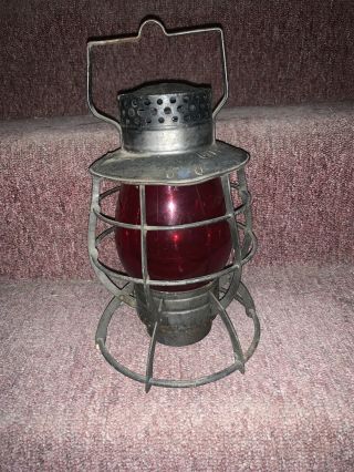 Vintage Dietz No.  39 Steel Clad City Of York Railroad Lantern Red Globe