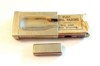 Vintage Rolls Razor Imperial Blade W/ Paper Cover Branded Metal Case