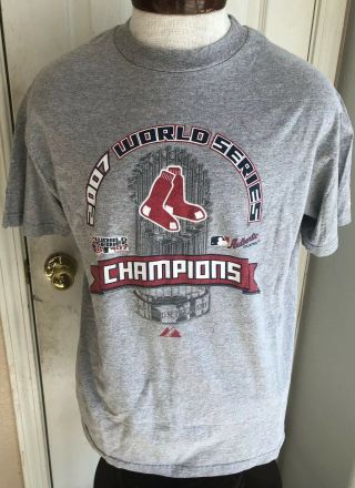 Mlb Boston Red Sox 2007 World Series Champions Gray T Shirt Men’s L