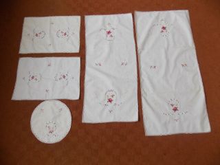 Vintage Table Mat Set Hand Embroidery And Cut Work Design