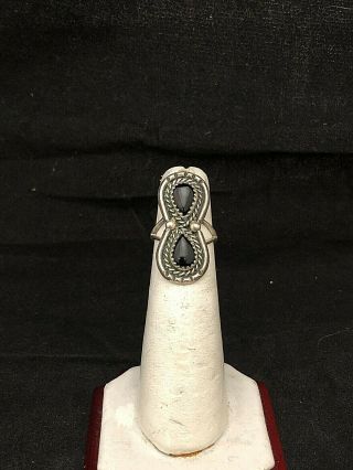Vintage Sterling Silver And Black Onyx Ring