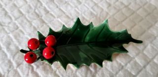Vintage Sandor Co Enamel Holly Berry Christmas Holiday Pin Brooch
