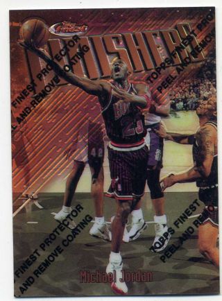 Michael Jordan 1997 - 98 Topps Finest Finishers Bronze Refractor Card With Coating
