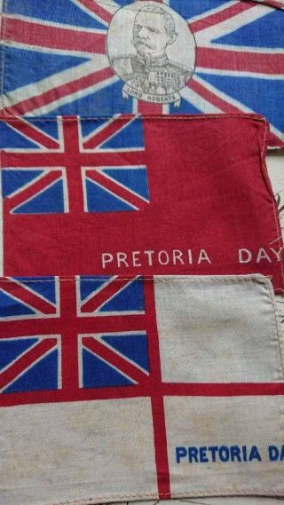 3 Antique Flags Pretoria Day Lord Roberts Boer War C1900
