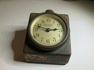Antique Vintage Rare Copper & Wood Desk Clock Chelsea Clock Co.  Boston Usa Ship