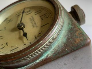 Antique Vintage RARE Copper & Wood Desk Clock Chelsea Clock Co.  Boston USA Ship 2