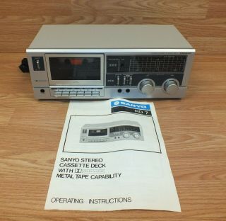 Vintage Sanyo (rd 7) Dolby System Stereo Cassette Deck Player With Instructions