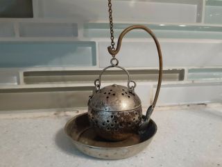 Vintage Silver Plated Tea Infuser Tea Pot P&b Signed Loose Leaf Tea