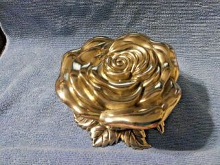 Vintage Godinger Silver Plated Hinged Rose Shaped Trinket Box