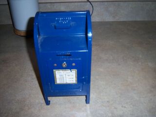 Vintage Tin Metal Post Office Mailbox Coin Bank 9 " Brumberger With Key