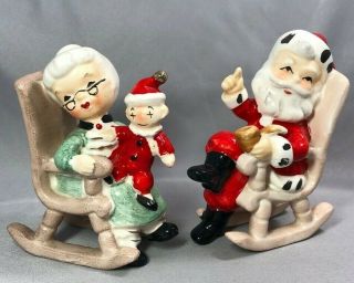 Santa & Mrs Claus Lefton Salt & Pepper Shakers Rocking Chair Vintage Christmas