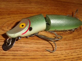 Vintage Fishing Lure Heddon Jointed River Runt Floater 9430 Shad Scale C1935 - 57